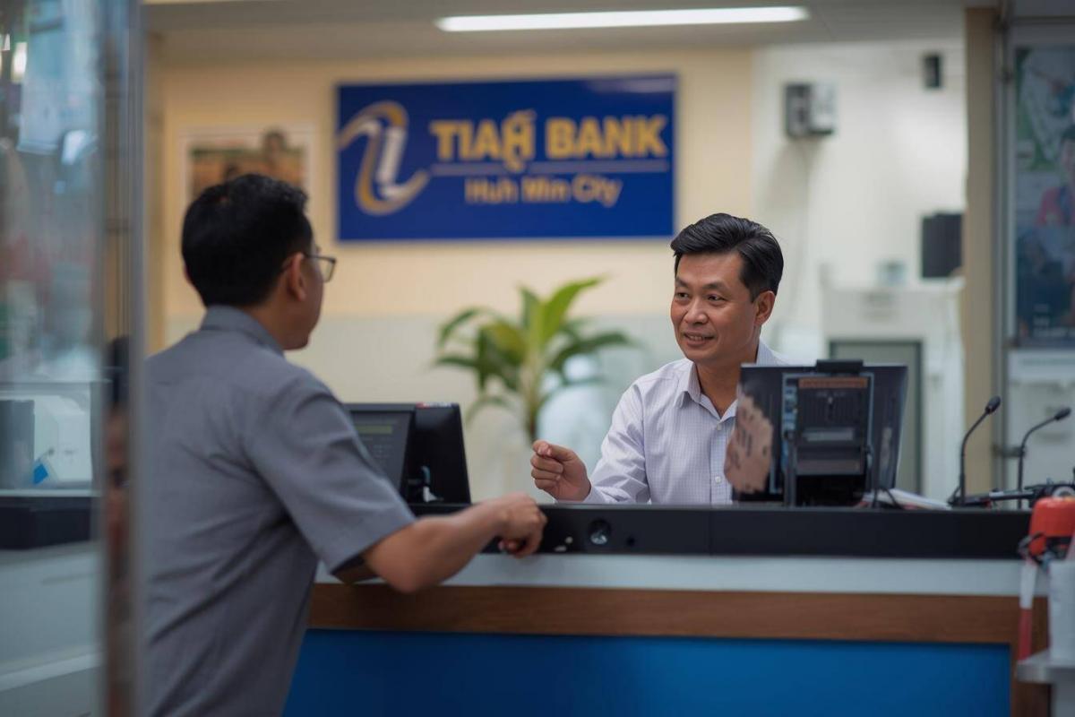 Chuyên viên tài chính đang tư vấn vay tiền nhanh cho khách hàng tại văn phòng TP.HCM